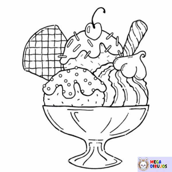 Dibujo para colorear Taza de helado