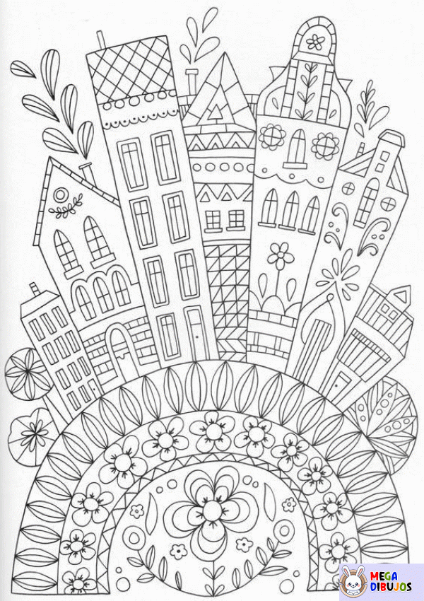 Dibujo para colorear Paseo por la ciudad