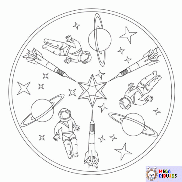 Dibujo para colorear Mandala espacial