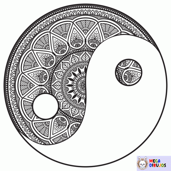 Dibujo para colorear Garabato yin yang