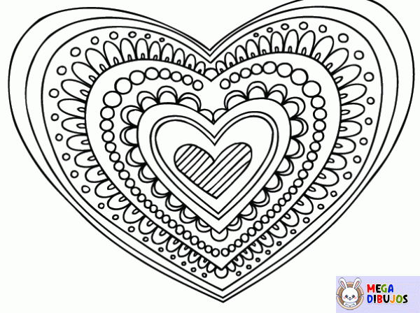 Dibujo para colorear Corazon Mandala