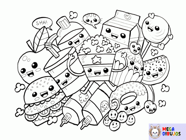 Dibujo para colorear Alimentos kawaii