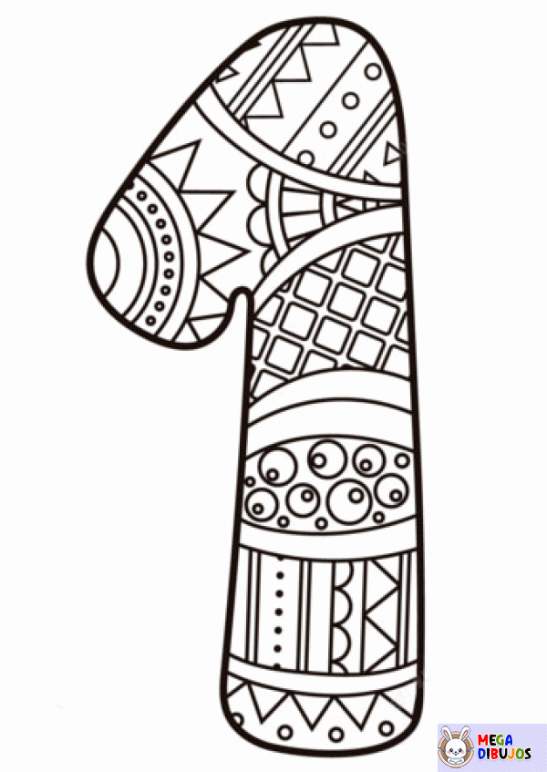 Dibujo para colorear Zentangle número 1