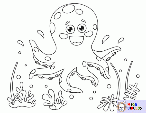 Dibujo para colorear Lindo pulpo sonriente