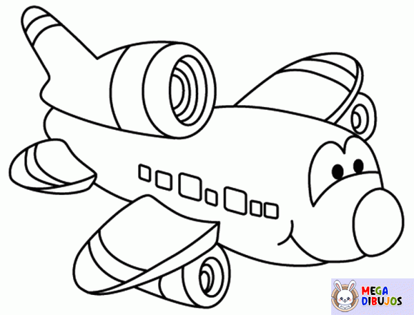 Dibujo para colorear Avión sonriente