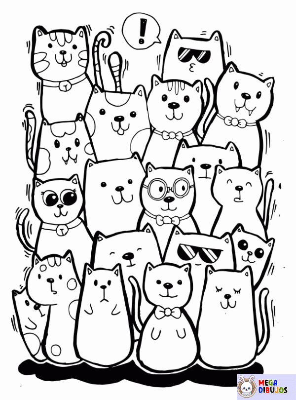 Dibujo para colorear Manojo de gatos