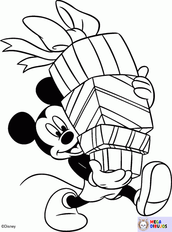 Dibujo para colorear Mickey y los regalos