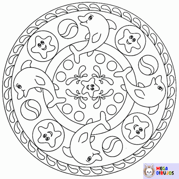 Dibujo para colorear Delfines mandalas