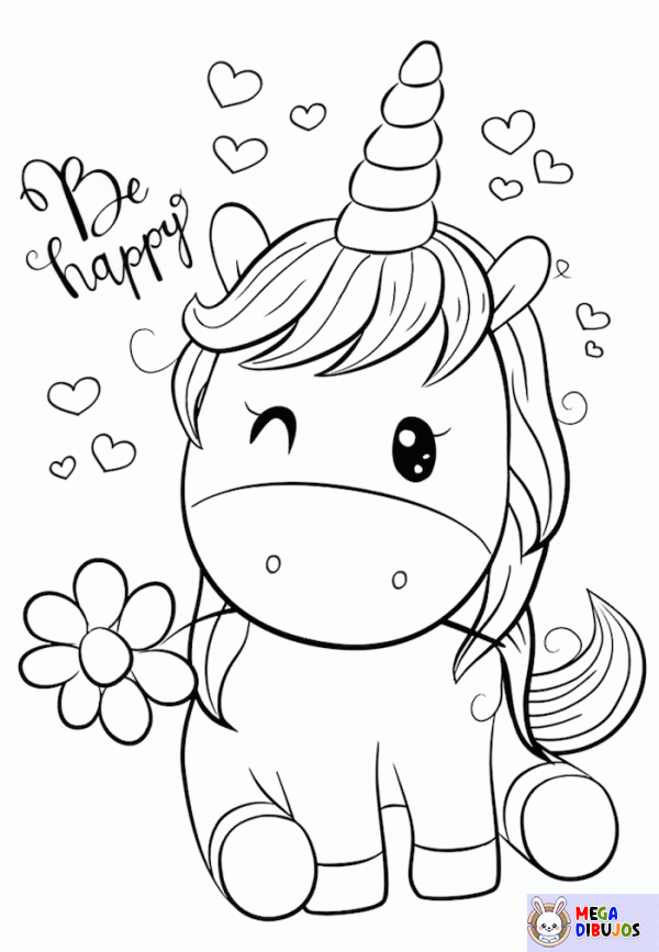 Dibujo para colorear Unicornio sonriente