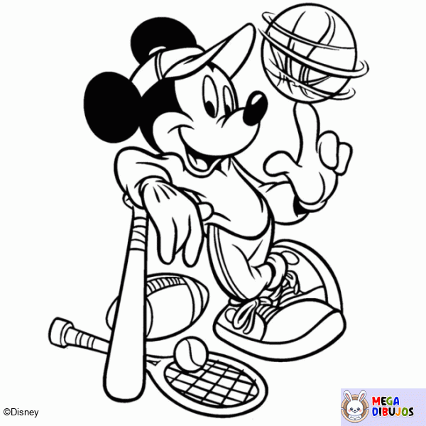 Dibujo para colorear Mickey deportivo