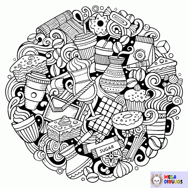 Dibujo para colorear Mandala Gourmet