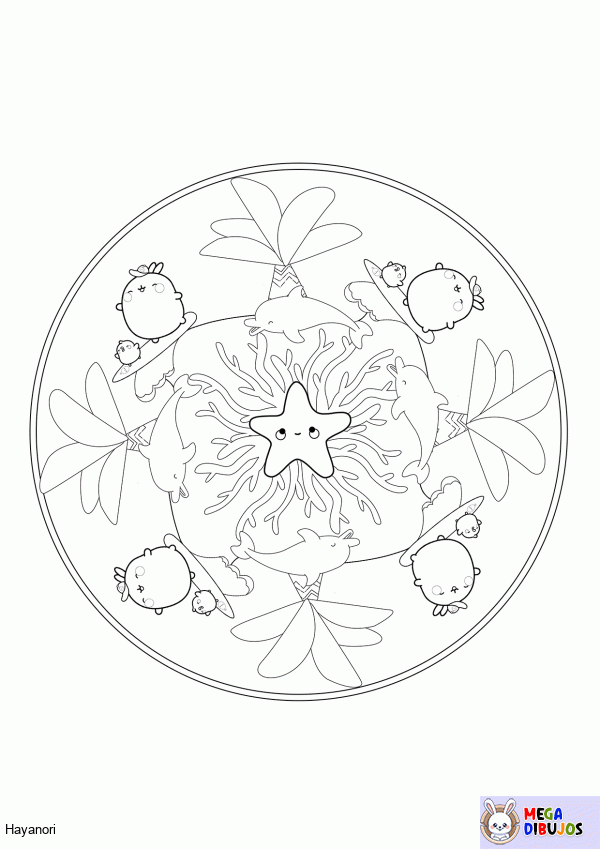 Dibujo para colorear Mandala Molang