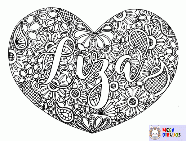 Dibujo para colorear Dibujo para colorear corazón con nombre - Liza