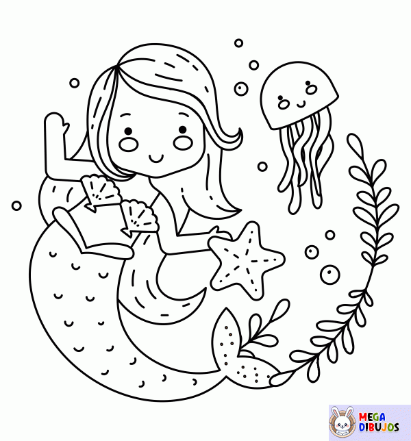 Dibujo para colorear Bonita sirena