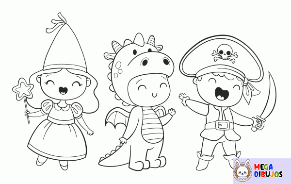 Dibujo para colorear Disfraces infantiles