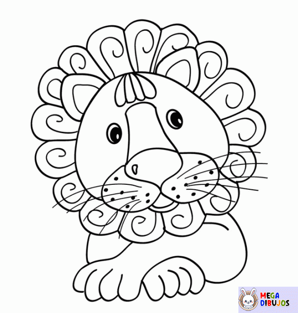 Dibujo para colorear León de melena rizada