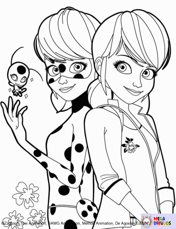 Dibujo para colorear Marinette y Ladybug