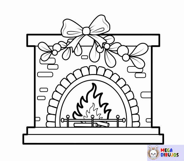 Dibujo para colorear Chimenea navideña