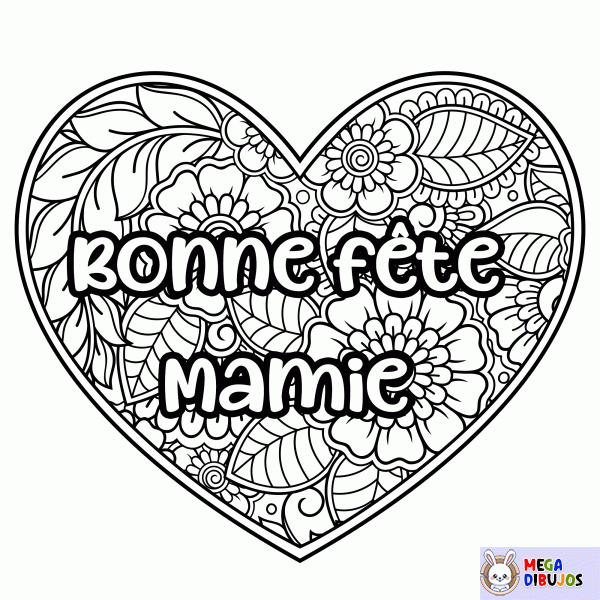 Dibujo para colorear Dibujo para colorear Feliz Día de la Madre - Mandala de corazón