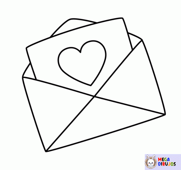 Dibujo para colorear Declaración de amor - Carta de San Valentín