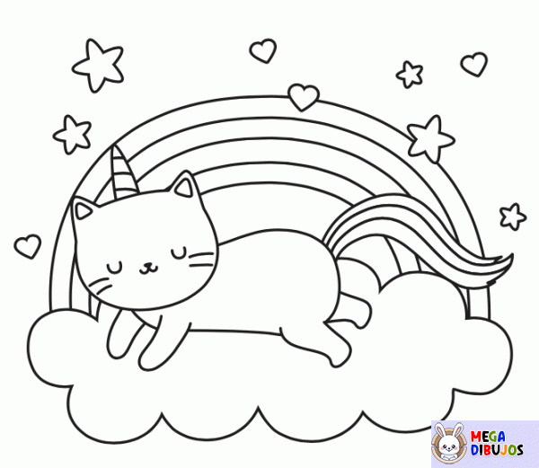 Dibujo para colorear Gato unicornio