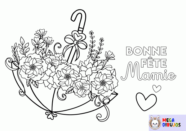 Dibujo para colorear Paraguas Floral Feliz Día de la Madre