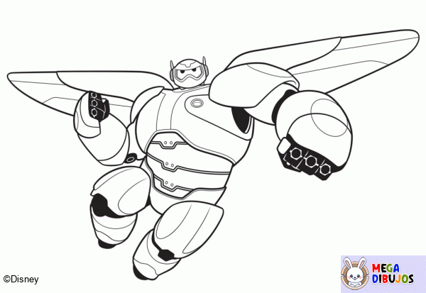 Dibujo para colorear Baymax puede volar