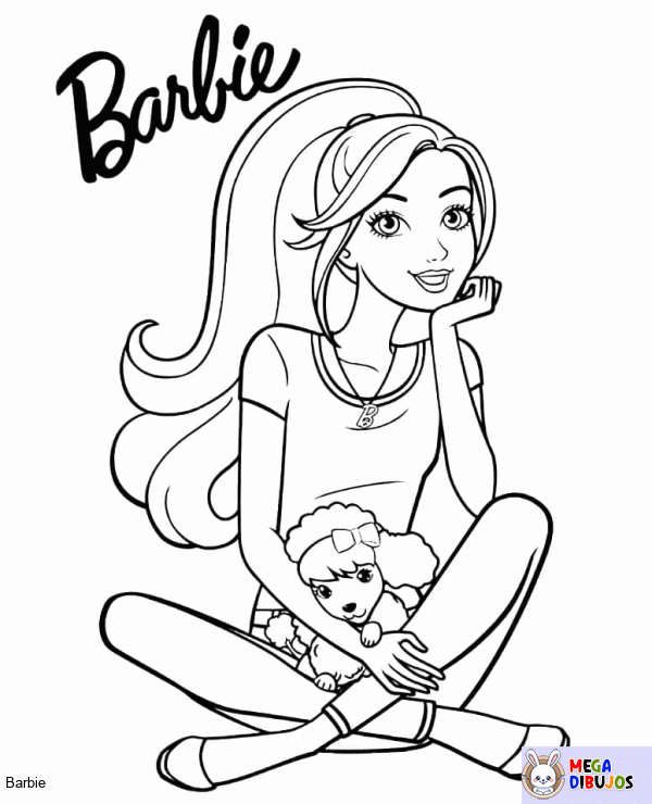 Dibujo para colorear Barbie y su perro