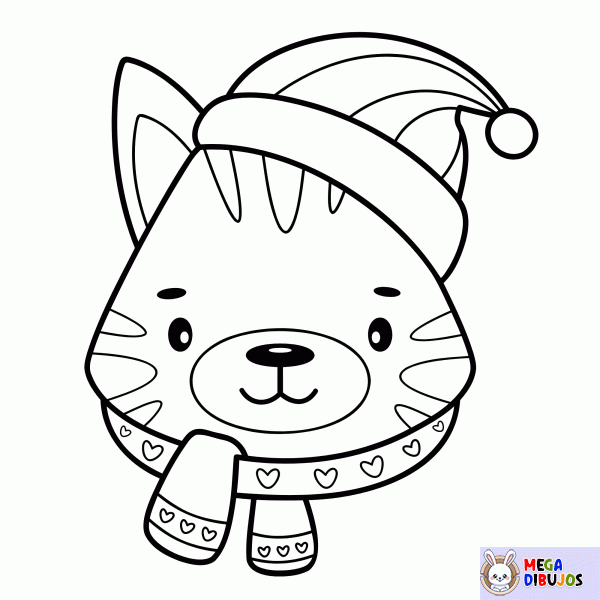 Dibujo para colorear Gato navideño para colorear.