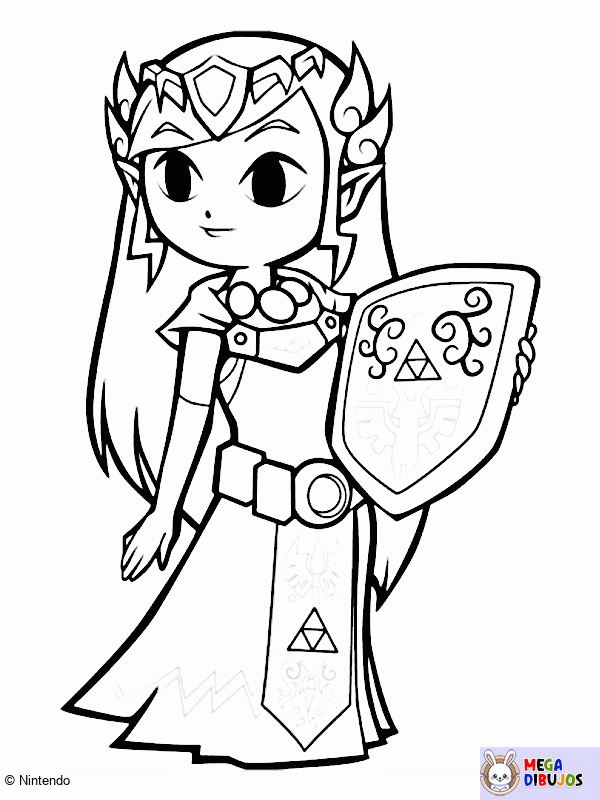 Dibujo para colorear Princesa Zelda Para Colorear