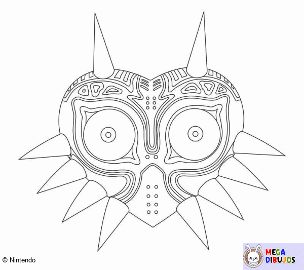 Dibujo para colorear Colorear la máscara de Zelda Majora