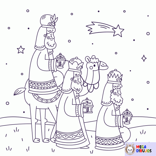 Dibujo para colorear Los Reyes Magos