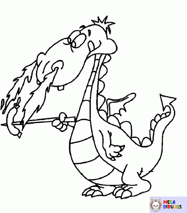 Dibujo para colorear Dragón cocinando una salchicha