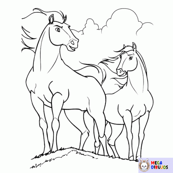 Dibujo para colorear Caballos en el viento