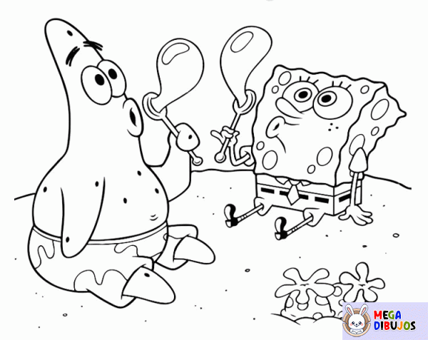 Dibujo para colorear Bob esponja y patricio la estrella de mar