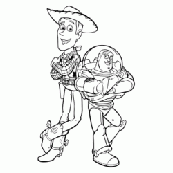 Dibujo para colorear Woody y Buzz Lightyear