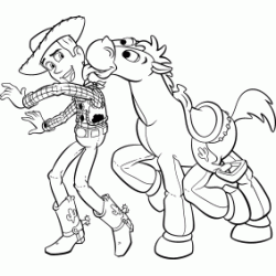 Dibujo para colorear Woody y Tiro al Blanco