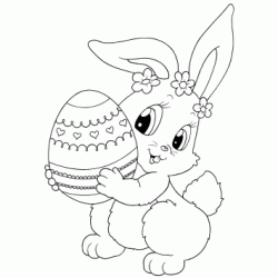 Dibujo para colorear Conejo con un huevo de Pascua