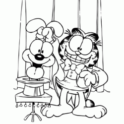 Dibujo para colorear Garfield y Odie hacen magia