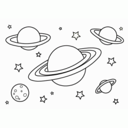 Dibujo para colorear Planetas y estrellas