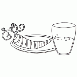 Dibujo para colorear Zanahoria y vaso de leche