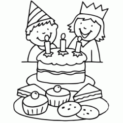 Dibujo para colorear Merienda de cumpleaños