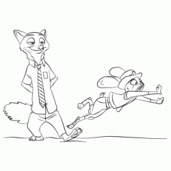 Dibujo para colorear Nick Wilde y Judy Hopps