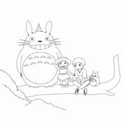 Dibujo para colorear Totoro y sus amigos