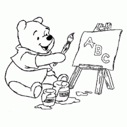 Dibujo para colorear Winnie the Pooh, pintor