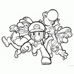 Dibujo para colorear Mario, Luigi, Yoshi y Wario