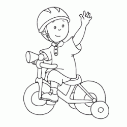 Dibujo para colorear Caillou anda en bicicleta