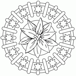 Dibujo para colorear Mandala Flor y Estrellas