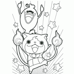 Dibujo para colorear Susurro y Jibanyan