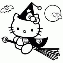 Dibujo para colorear Fiesta de Halloween de Hello Kitty